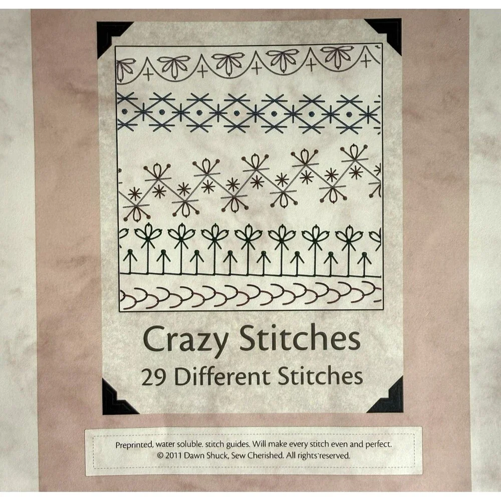 Sew Cherished Crazy Stitches 29 Water Soluble Stitch Guides Embroidery 2011